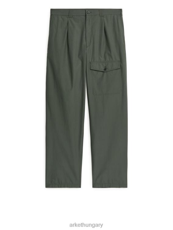 ARKET széles használati nadrág férfiak khaki zöld LNXFL1063 ruházat