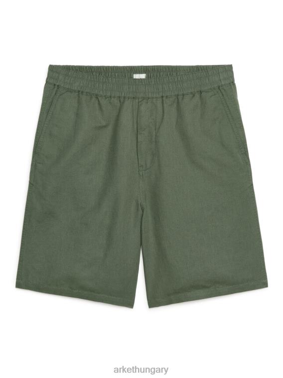 ARKET pamutvászon húzózsinóros rövidnadrág férfiak khaki zöld LNXFL1122 ruházat
