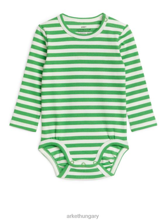ARKET bordás hosszú ujjú body gyerekek zöld/fehér LNXFL1712 ruházat
