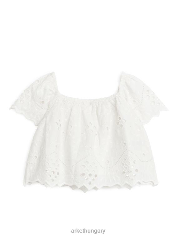 ARKET broderie anglaise blúz gyerekek fehér LNXFL1456 ruházat