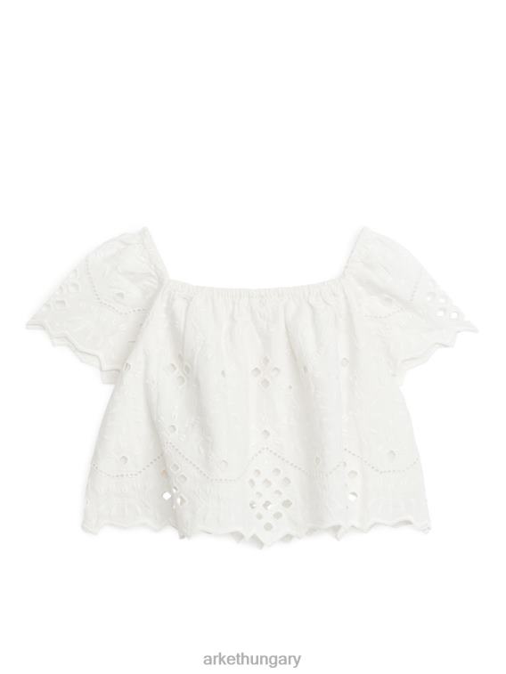 ARKET broderie anglaise blúz gyerekek fehér LNXFL1456 ruházat