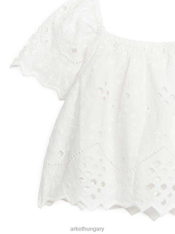 ARKET broderie anglaise blúz gyerekek fehér LNXFL1456 ruházat