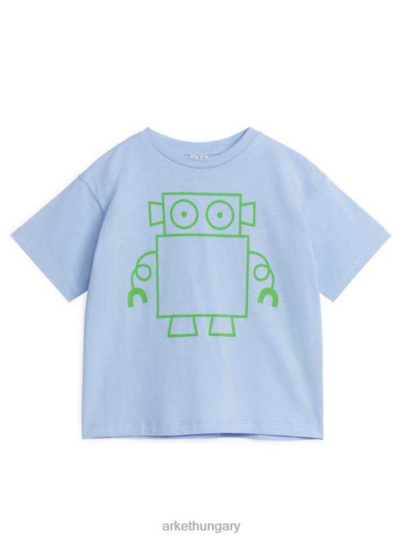 ARKET túlméretezett póló gyerekek világoskék/robot LNXFL1457 ruházat