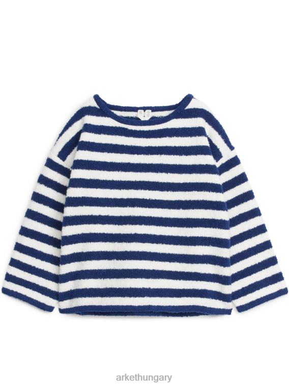 ARKET fuzzy boxy-fit jumper gyerekek sötétkék/fehér LNXFL1511 ruházat