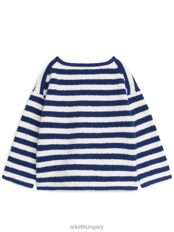 ARKET fuzzy boxy-fit jumper gyerekek sötétkék/fehér LNXFL1511 ruházat