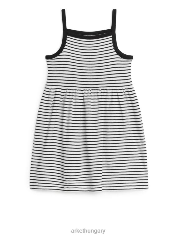 ARKET jersey pántos ruha gyerekek fekete/csíkos LNXFL1378 ruházat