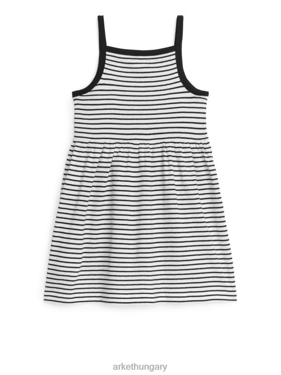 ARKET jersey pántos ruha gyerekek fekete/csíkos LNXFL1378 ruházat