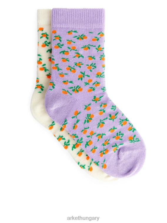 ARKET jacquard zokni, 2 pár gyerekek lila/fehér LNXFL1601 ruházat