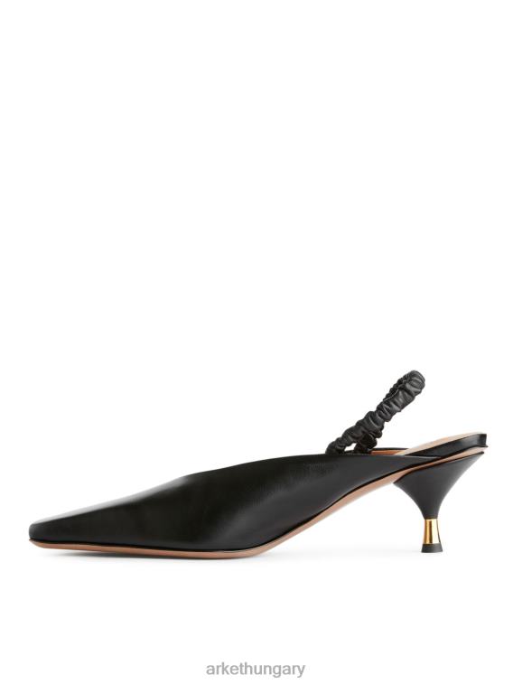 ARKET slingback bőrpumpák nők fekete LNXFL698 cipő