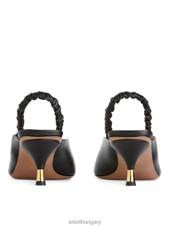 ARKET slingback bőrpumpák nők fekete LNXFL698 cipő