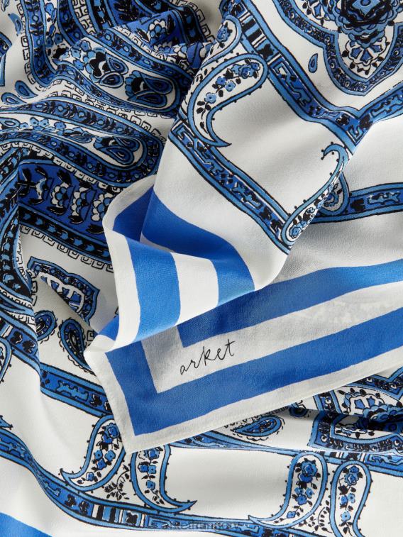 ARKET nyomott selyem sál nők törtfehér/kék LNXFL843 kiegészítők