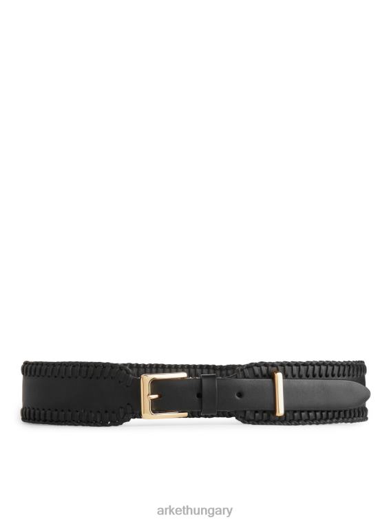 ARKET whipstitch bőr öv nők fekete LNXFL832 kiegészítők