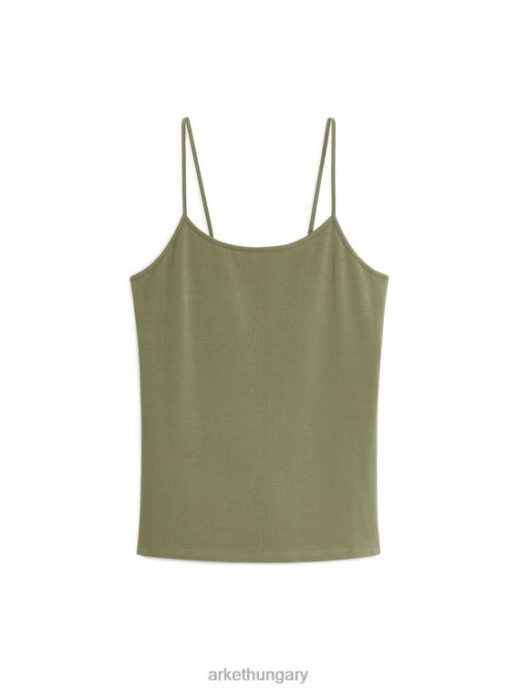 ARKET jersey pántos felső nők khaki zöld LNXFL309 ruházat