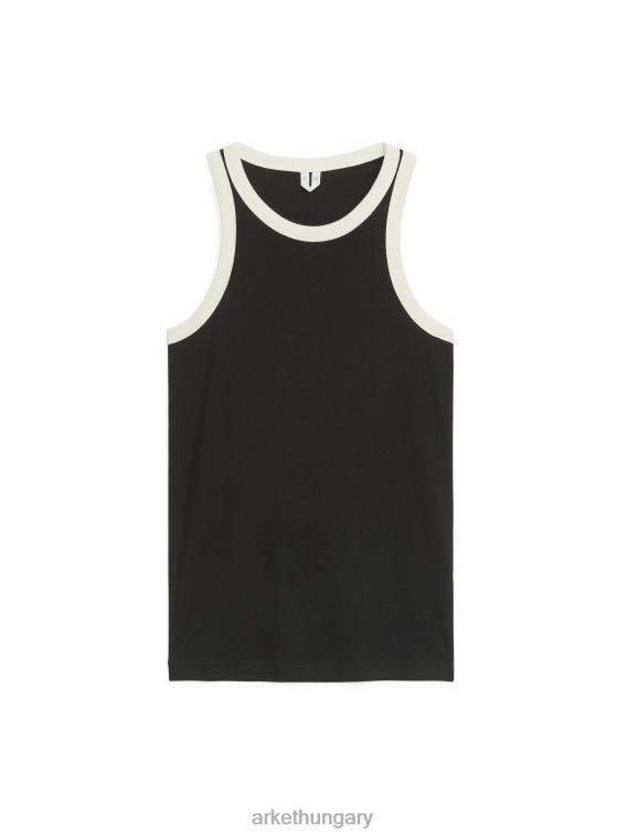 ARKET rib racer tank felső nők fekete/törtfehér LNXFL355 ruházat