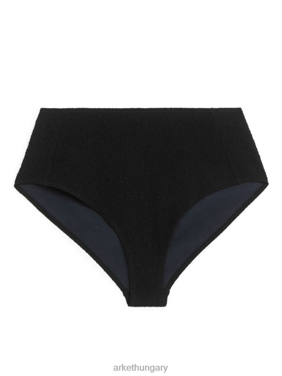 ARKET magas derekú texturált bikini alsó nők fekete LNXFL623 ruházat