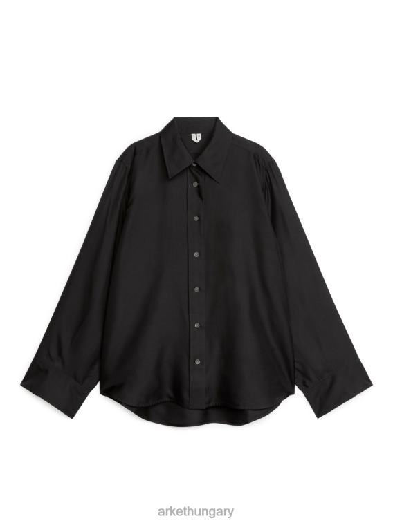 ARKET selyem twill ing nők fekete LNXFL55 ruházat