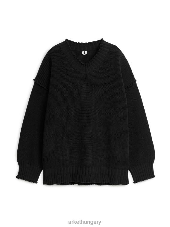 ARKET fésűkagyló szélű vatta jumper nők fekete LNXFL422 ruházat
