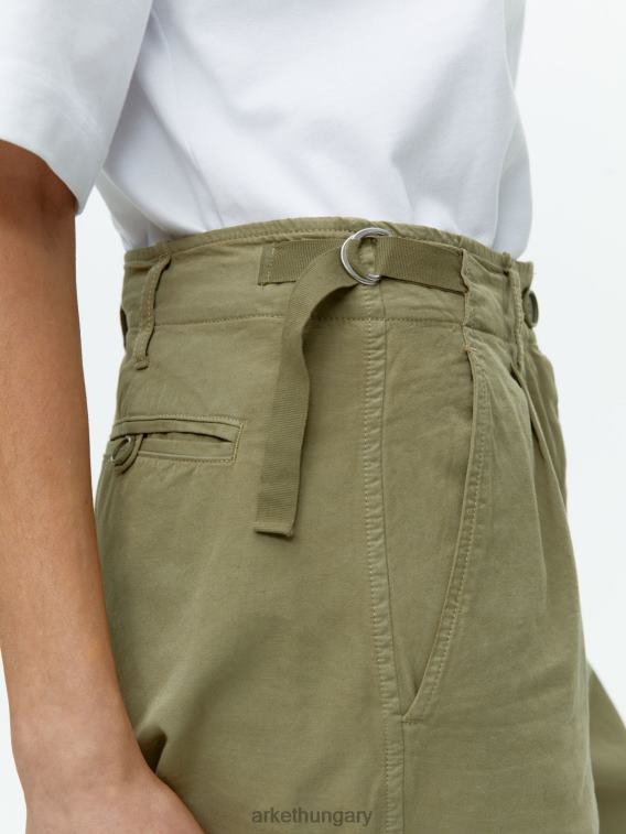 ARKET hordó lábú pamut chinos nők khaki zöld LNXFL199 ruházat