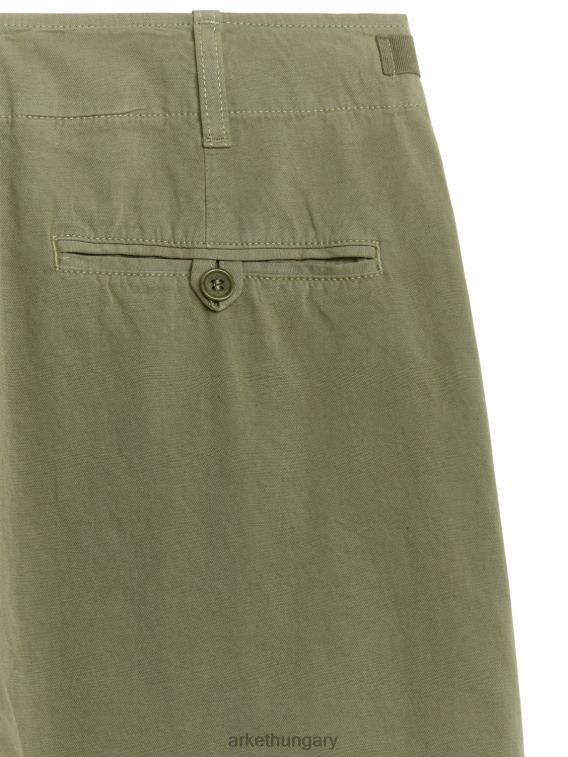ARKET hordó lábú pamut chinos nők khaki zöld LNXFL199 ruházat