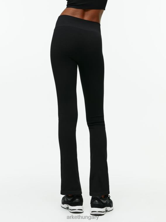 ARKET kiszélesedő varrat nélküli bordás leggings nők fekete LNXFL506 ruházat
