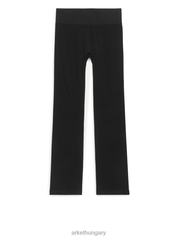 ARKET kiszélesedő varrat nélküli bordás leggings nők fekete LNXFL506 ruházat